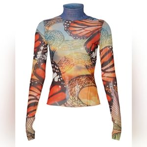 AFRM Zadie Butterfly Mesh Top, Sz XS